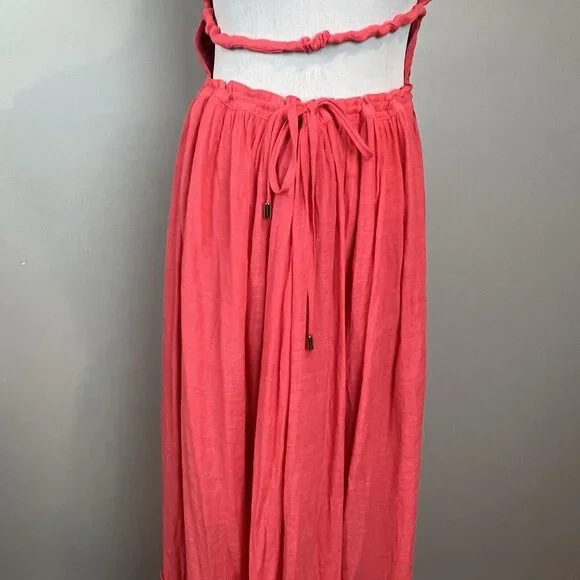 R.Yiposha Pink Halter Maxi Summer Dress Strappy Back Size Large NWT - Picture 6 of 10